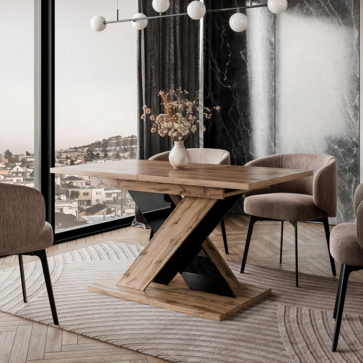 Spisebord Benton Træ, Sort 120-160x80 cm