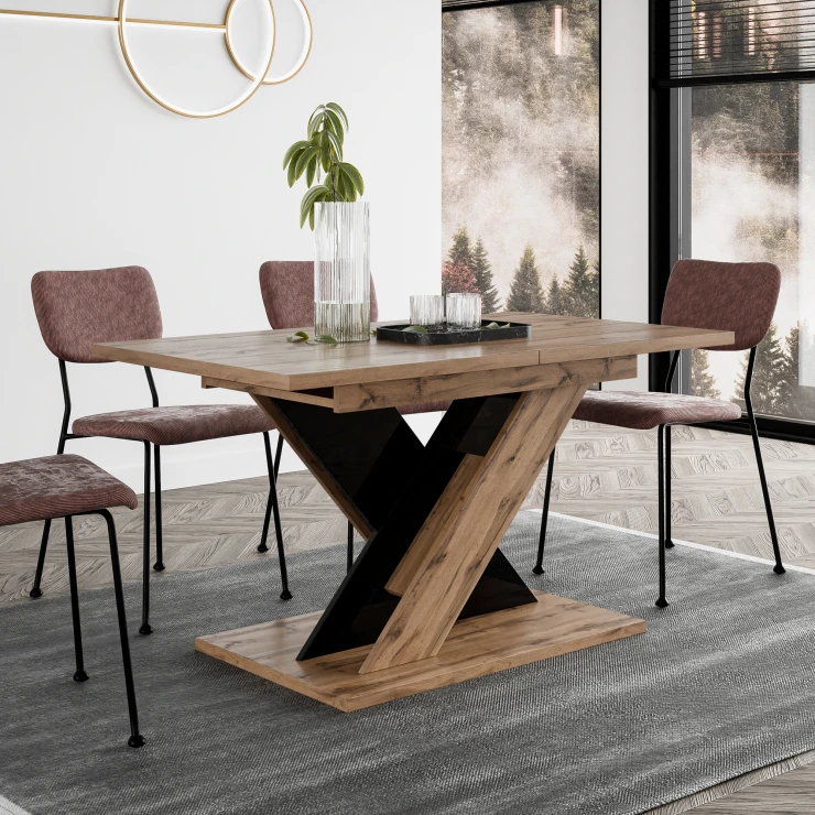 Spisebord Benton Træ, Sort 120-160x80 cm