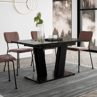 Spisebord <strong>Alton</strong>  Hvid, Sort Marmor 140-180x80 cm