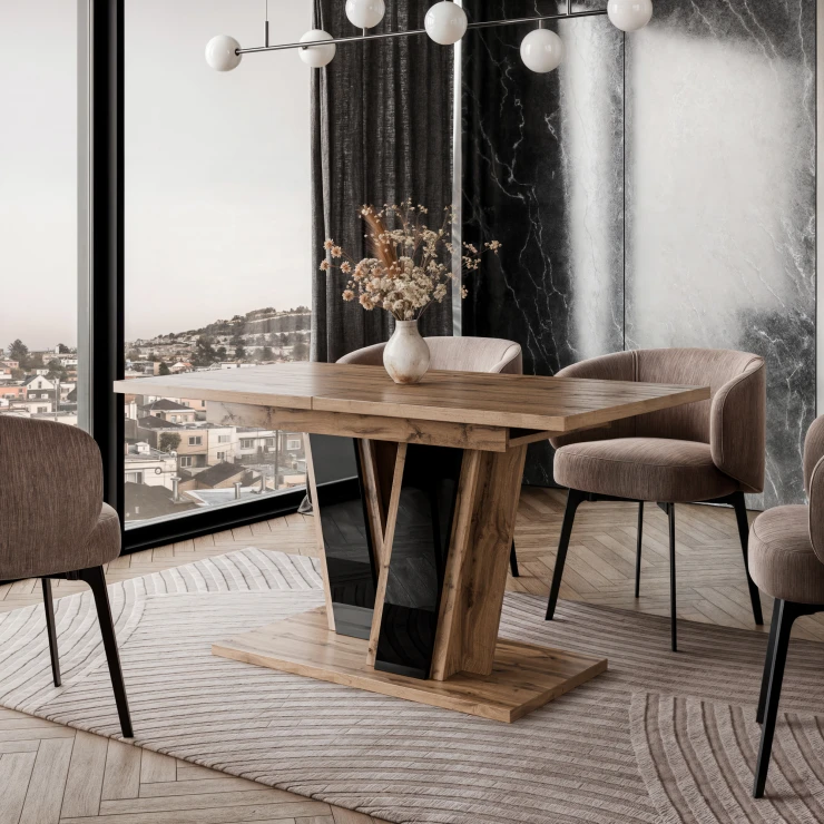 Spisebord Alton Sort, Træ 120-160x80 cm