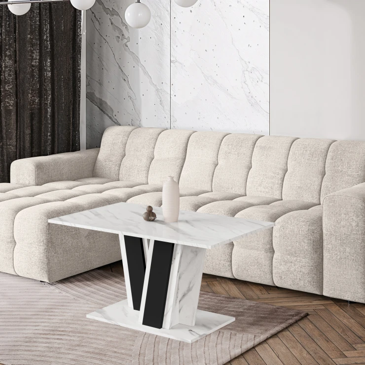 Sofabord Alton Hvid, Sort 100x60 cm