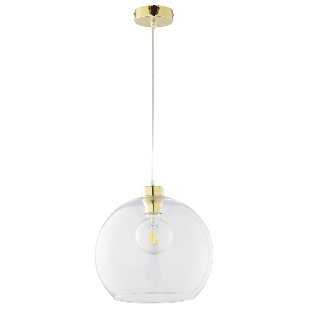 Hængende Lampe Flamma Transparent Blank, Guld
