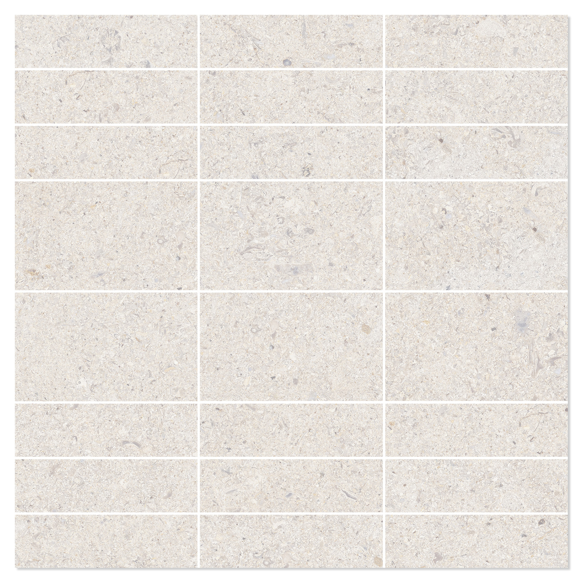 Mosaik Klinker Litha Hvid Børstet Mat 30x30 cm