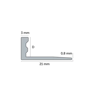 Fliseliste i PVC Lysegrå L-Profil, 10mm x 2.5m