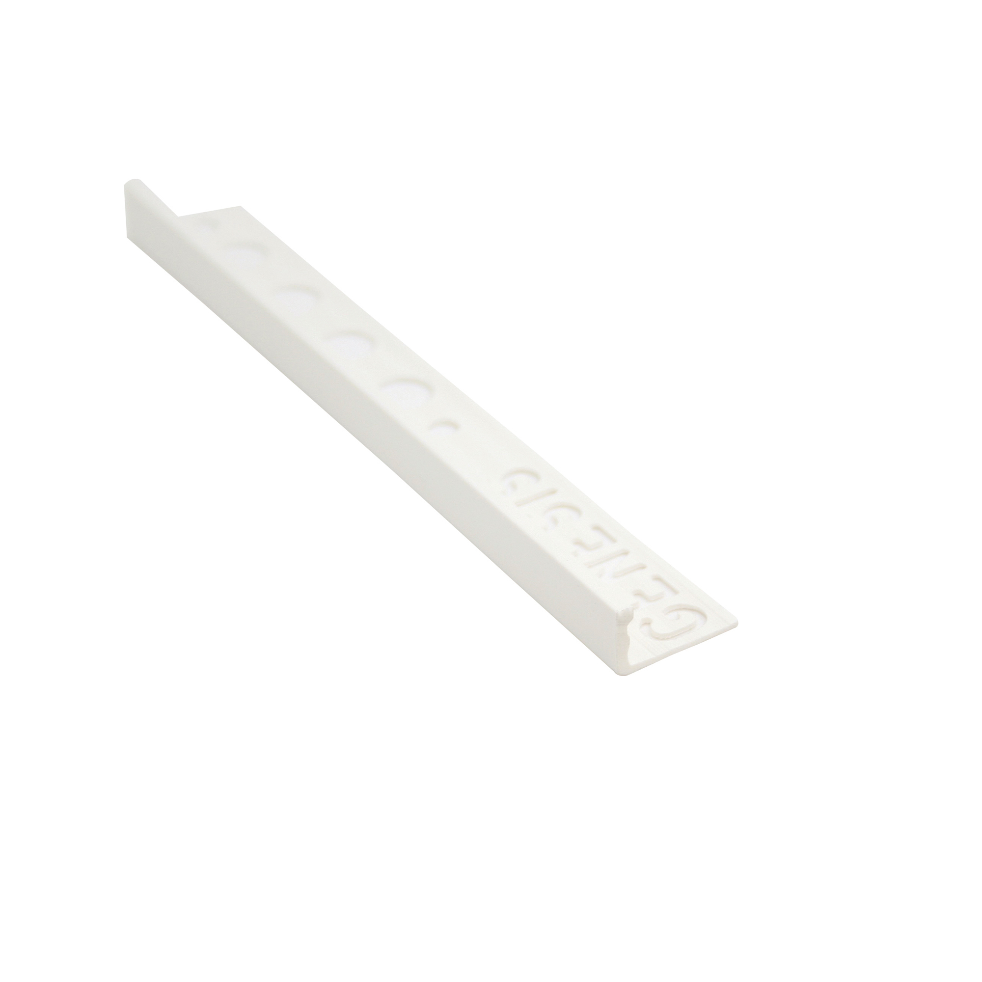 Fliseliste i PVC Hvid L-Profil, 10mm x 2.5m