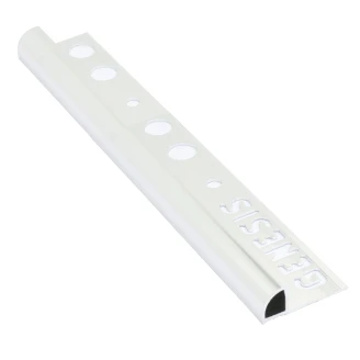 Fliseliste i Blank Aluminium med Rund Lukket Profil, 12mm x 2.5m