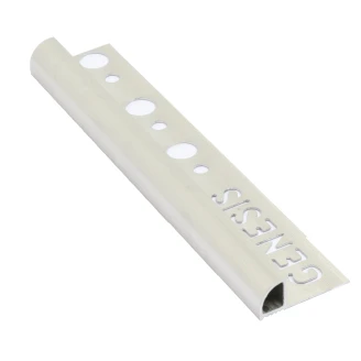 Fliseliste i Børstet Aluminium med Rund Lukket Profil, 8mm x 2.5m