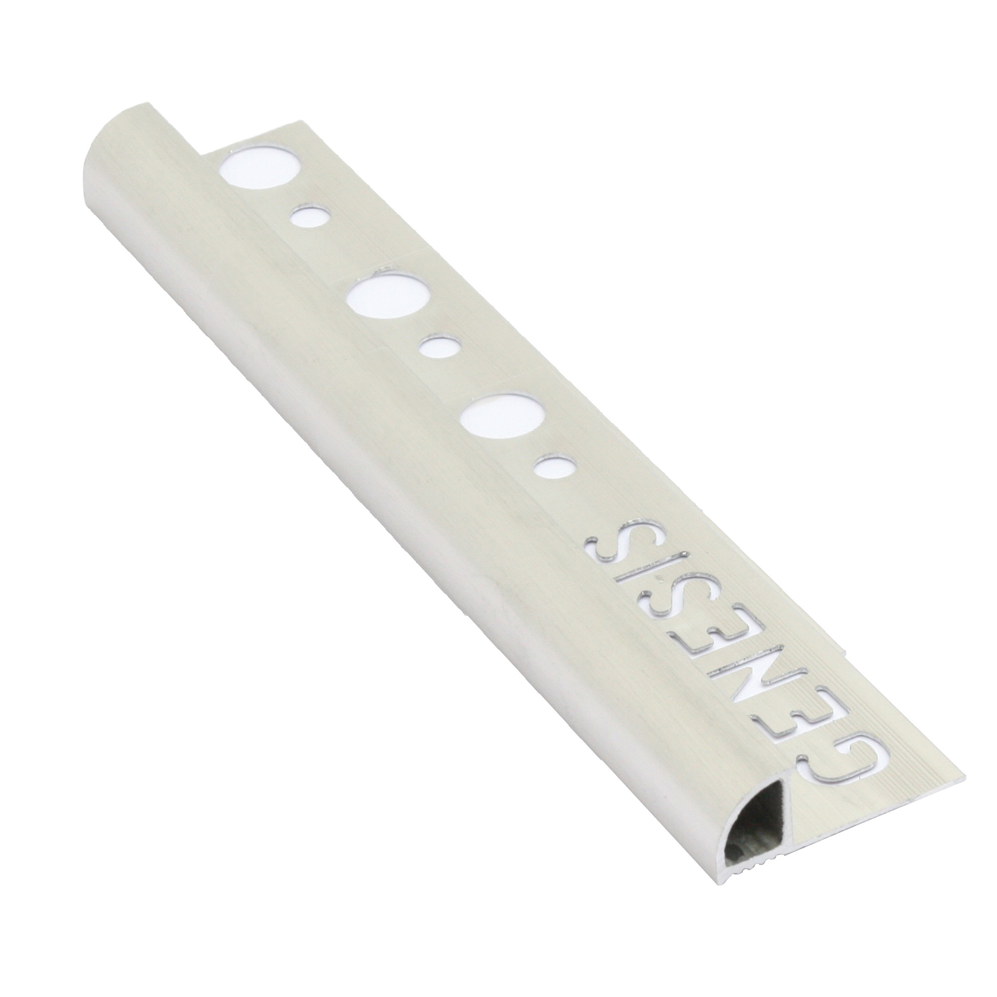 Fliseliste i Børstet Aluminium med Rund Lukket Profil, 8mm x 2.5m