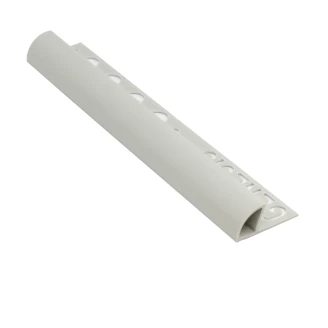 Fliseliste i PVC Grå med Rund Lukket Profil, 8mm x 2.5m