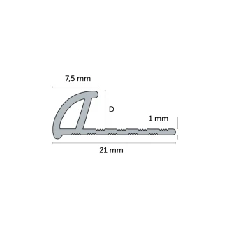 Fliseliste i PVC Lysegrå med Rund Lukket Profil, 12mm x 2.5m