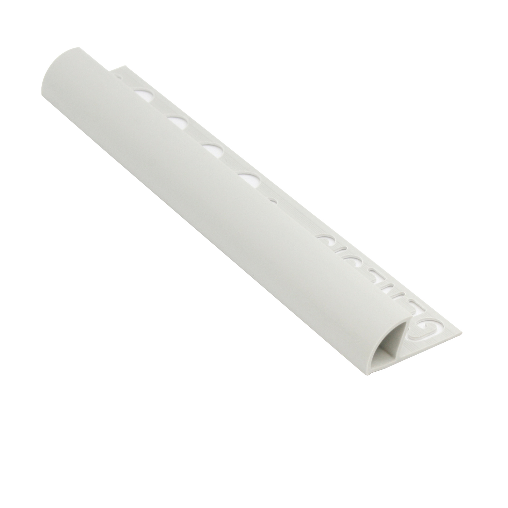 Fliseliste i PVC Lysegrå med Rund Lukket Profil, 8mm x 2.5m