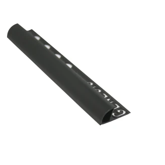 Fliseliste i PVC Sort med Rund Lukket Profil, 8mm x 2.5m