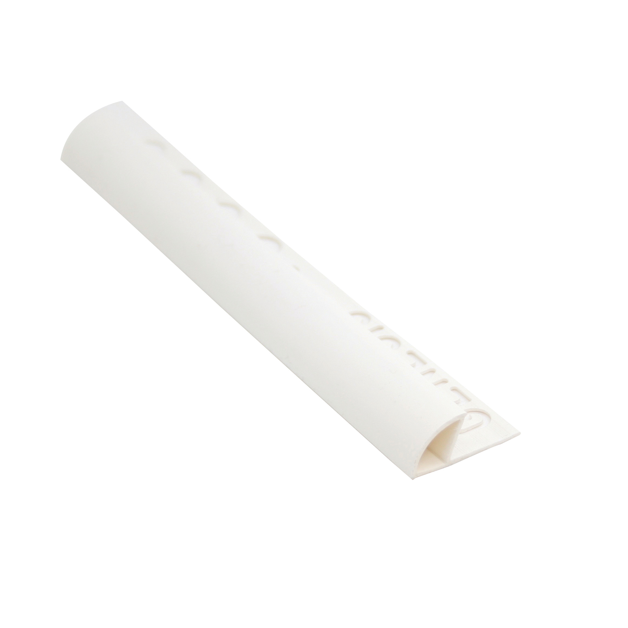 Fliseliste i PVC Hvid med Rund Lukket Profil, 8mm x 2.5m