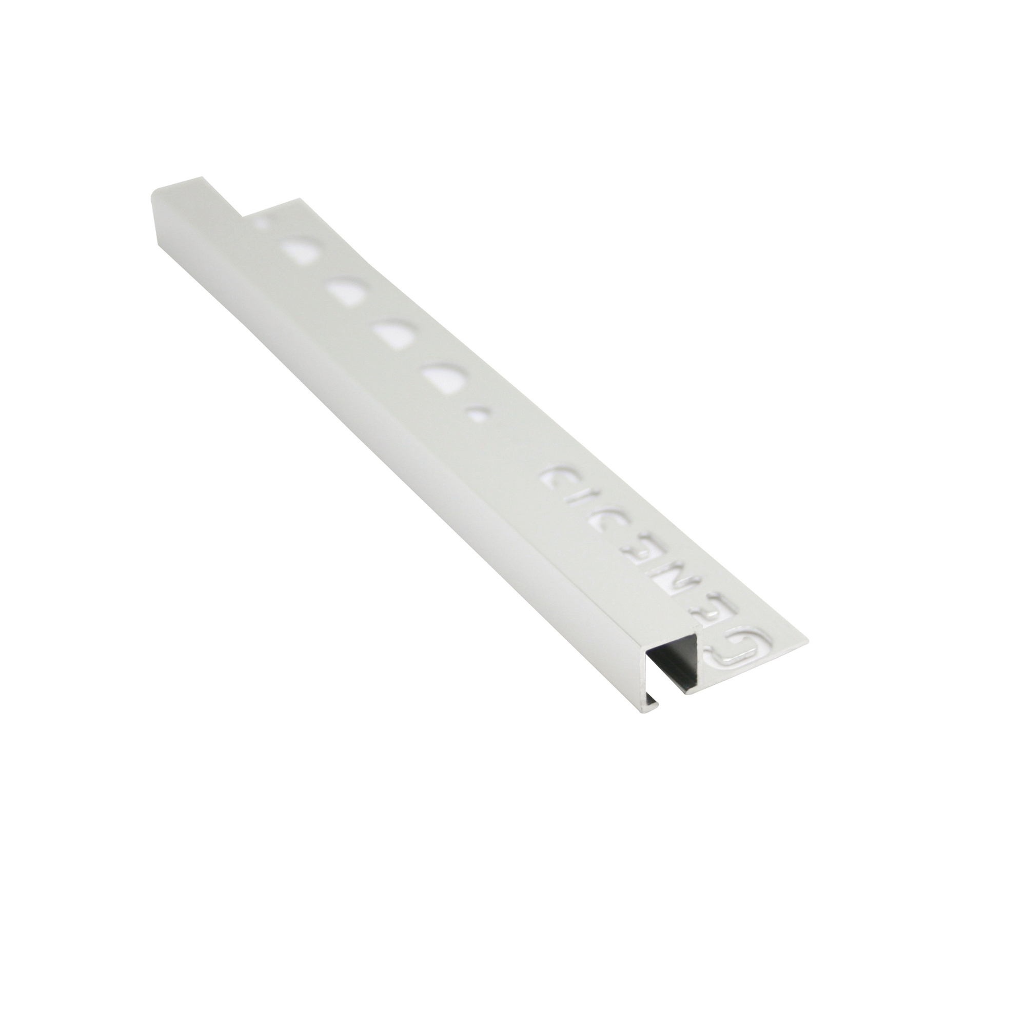 Fliseliste i Blank Aluminium Firkantprofil, 12mm x 2.5m