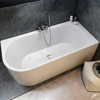 Vægnært Badekar <strong>Corselle</strong>  Hvid Blank 170 cm Højre med Krom Click-Clack Bundventil