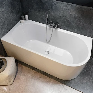 Vægnært Badekar <strong>Corselle</strong>  Hvid Blank 170 cm Venstre med Krom Click-Clack Bundventil