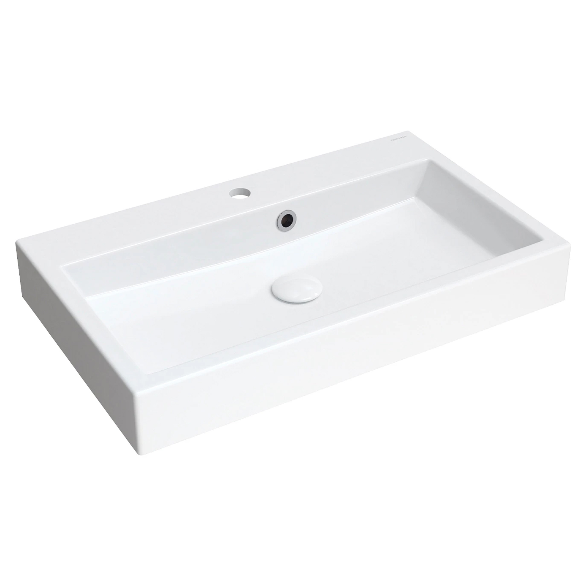 Omnires Væghængt Håndvask Thasos M+ Hvid Blank 70x42 cm med Overløb