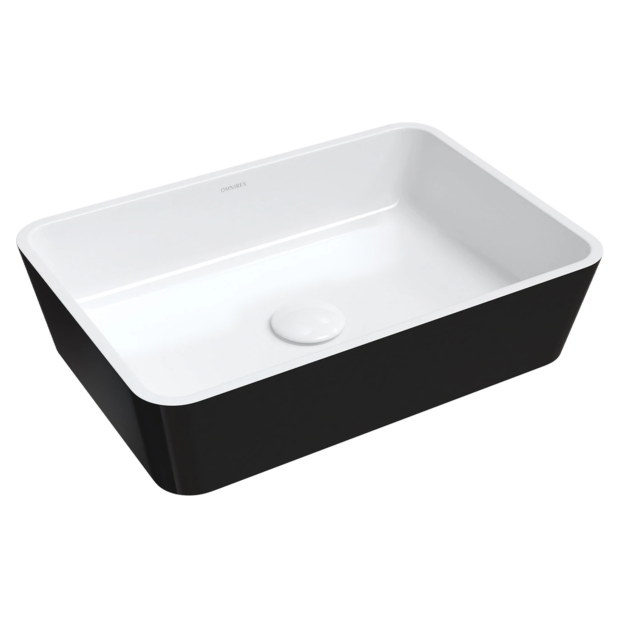 Omnires Håndvask Parma M+ Hvid-Sort Blank 50x35 cm