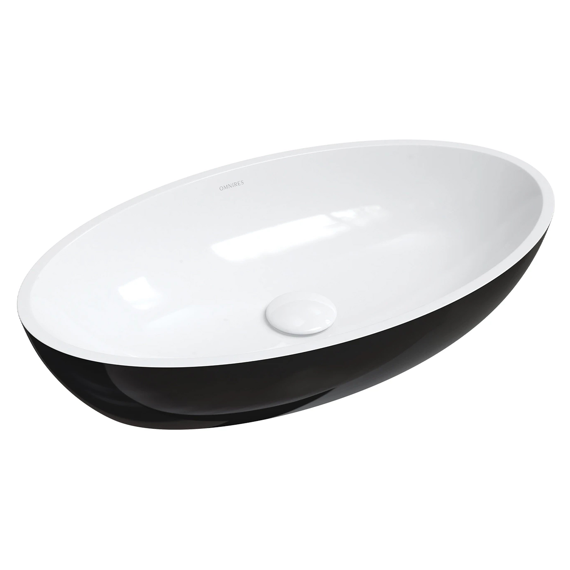 Omnires Håndvask Siena M+ Hvid-Sort Blank 60x35 cm