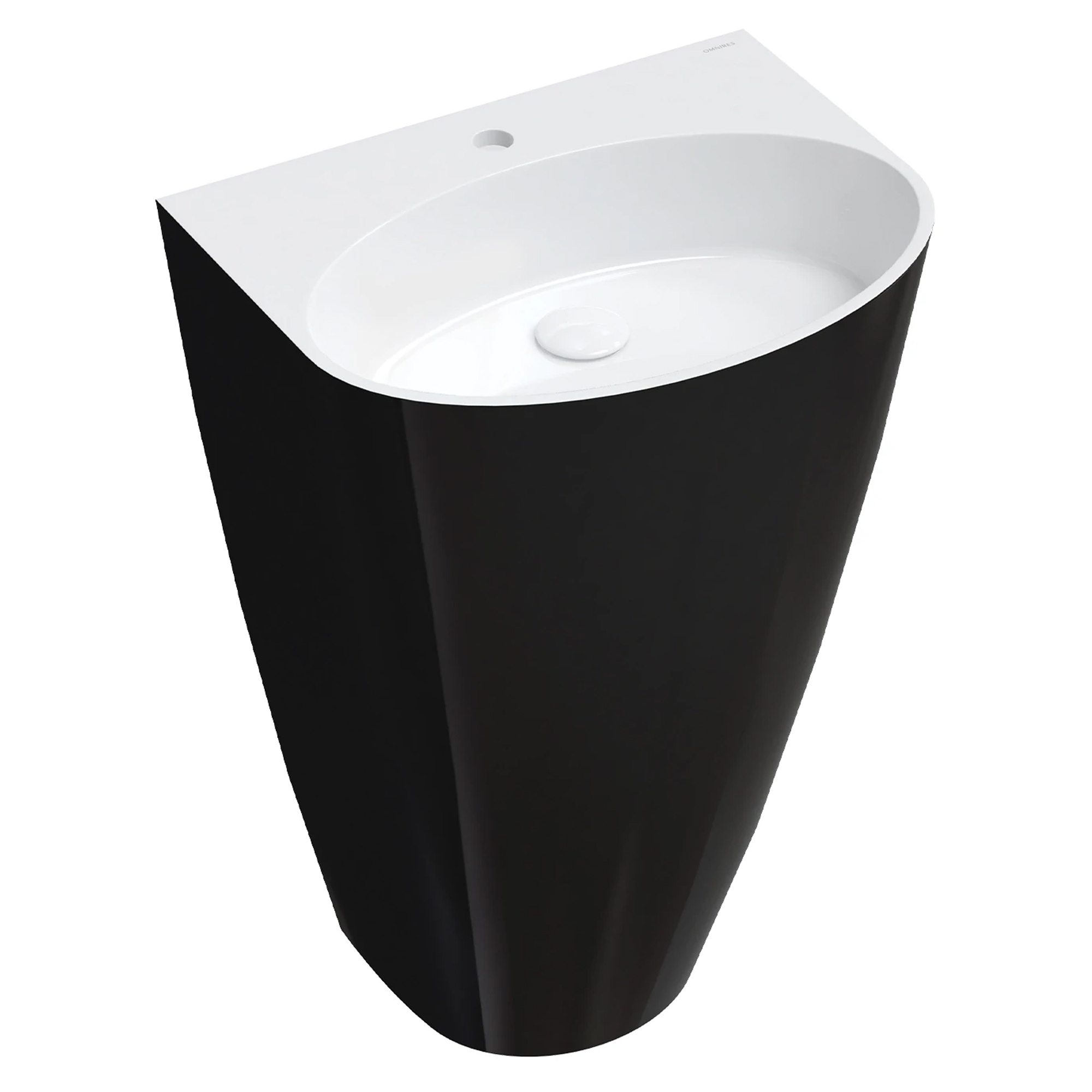 Omnires Fritstående Håndvask Siena M+ Hvid-Sort Blank 55x43 cm med Armaturhul