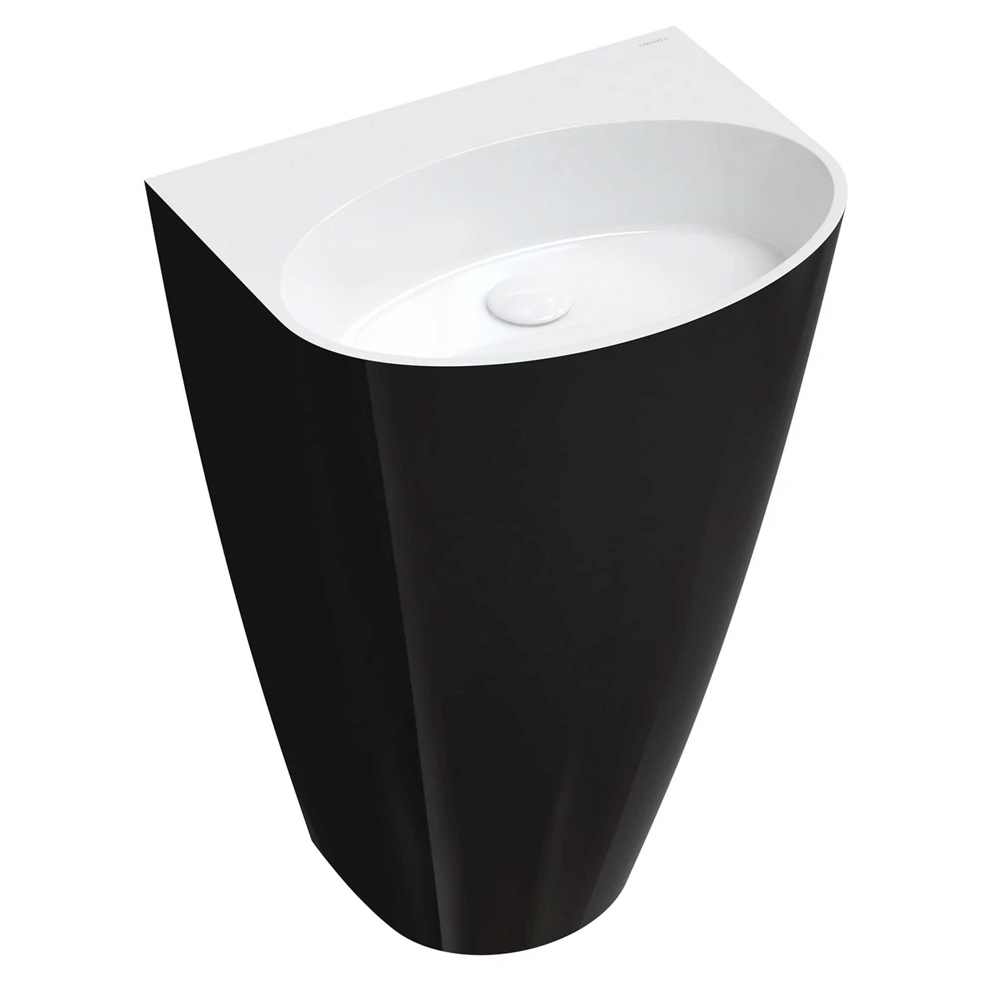Omnires Fritstående Håndvask Siena M+ Hvid-Sort Blank 55x43 cm