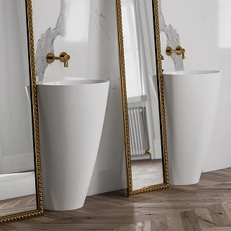 Omnires Fritstående Håndvask <strong>Siena M+</strong>  Hvid Blank 55x43 cm med Armaturhul