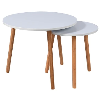 Sæt med Sofaborde Ø40 & Ø55 cm <strong>Klyn</strong>  Hvid