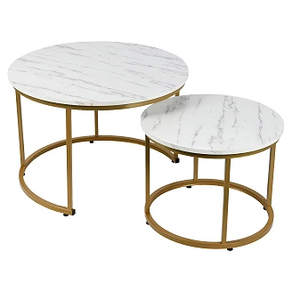Sæt med Sofaborde Ø50 & Ø70 cm <strong>Nimbi</strong>  Hvid, Guld