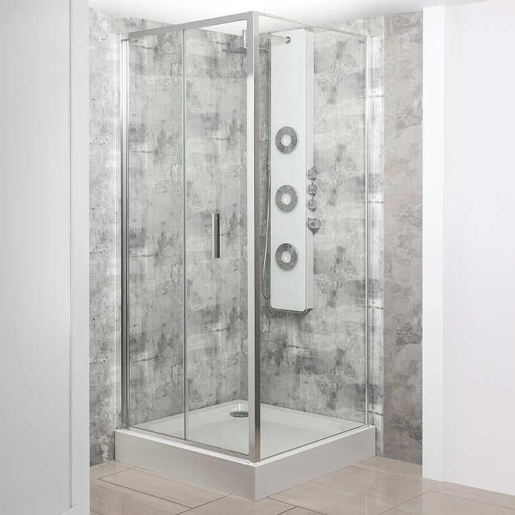Brusehjørne Solcore 100x80 cm Krom Blank Foldbar