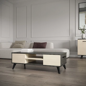 Sofabord Kenton Mørk Beton, Artisan Eg, 2 Skuffer 161x44 cm