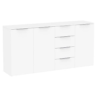 Kommode <strong>Skand</strong>  Hvid, 3 Låger, 4 Skuffer 159x37 cm