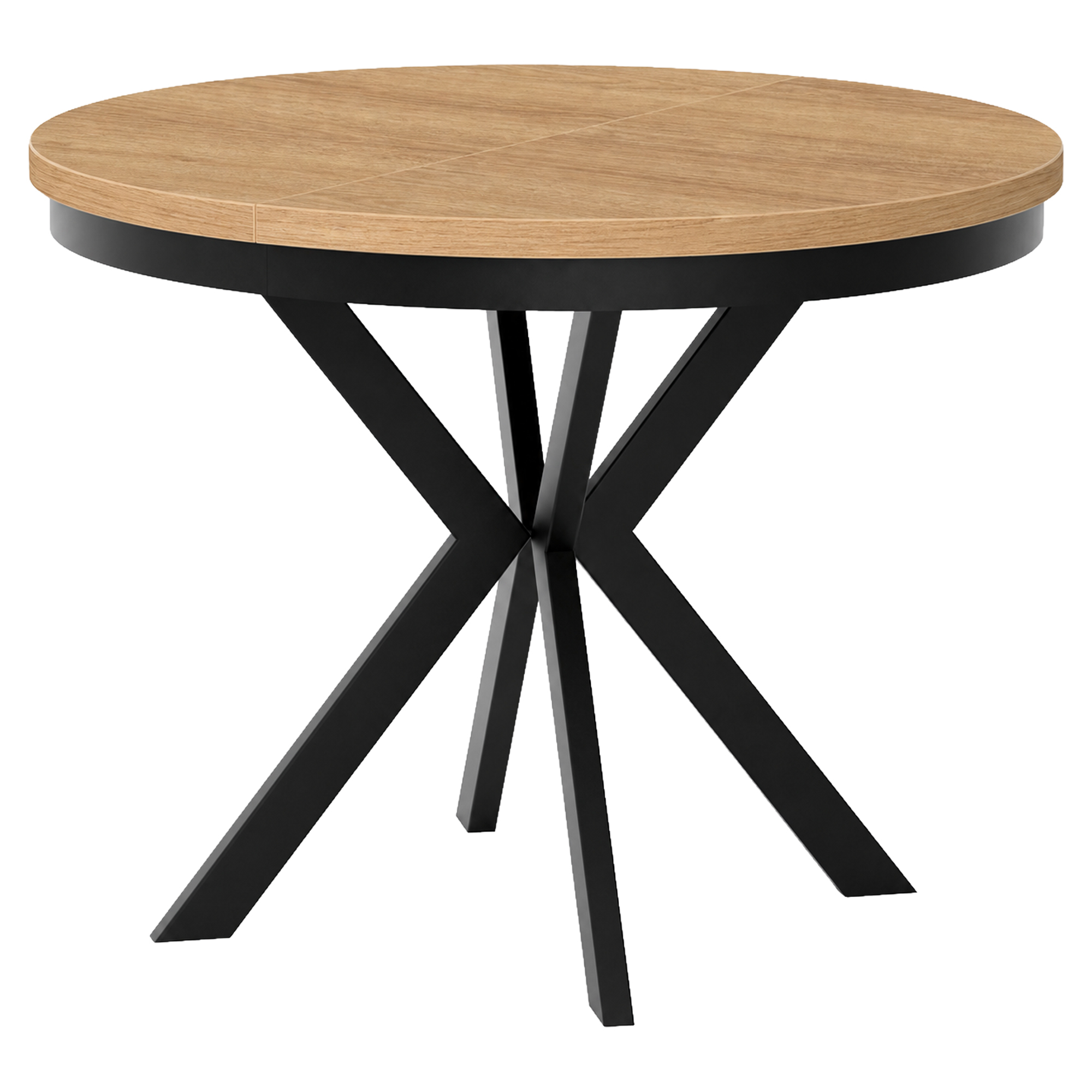 Matbord med Kant Utdragbart Skadi Naturlig Hikora-Ek Ø90/166 cm