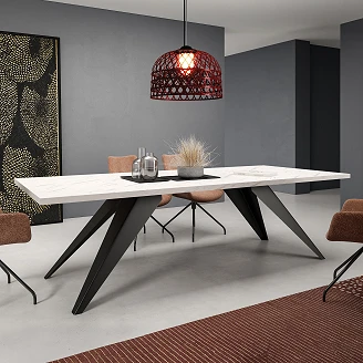 Matbord Utdragbart <strong>Pollux</strong>  Bianco Marmor 140/240 cm