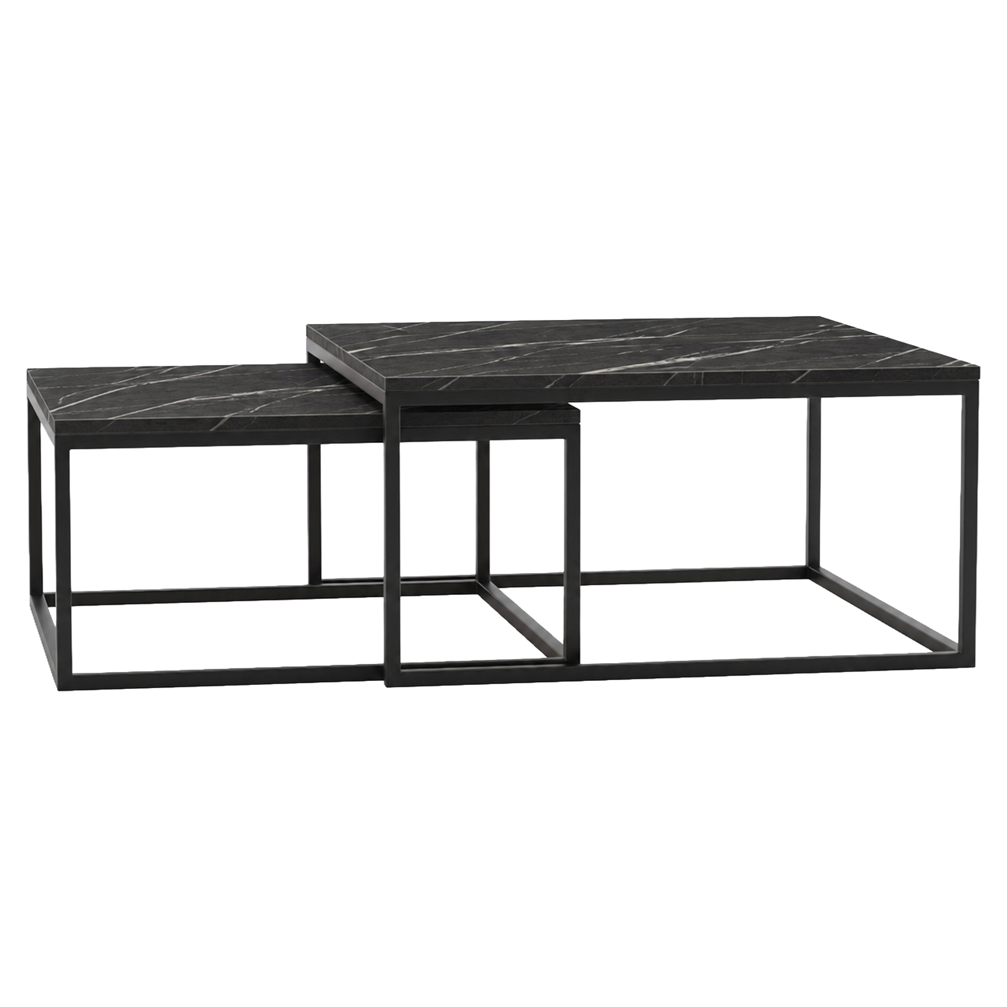 Set med Soffbord Congo Svart Grigia Pietra  77 & 67 cm