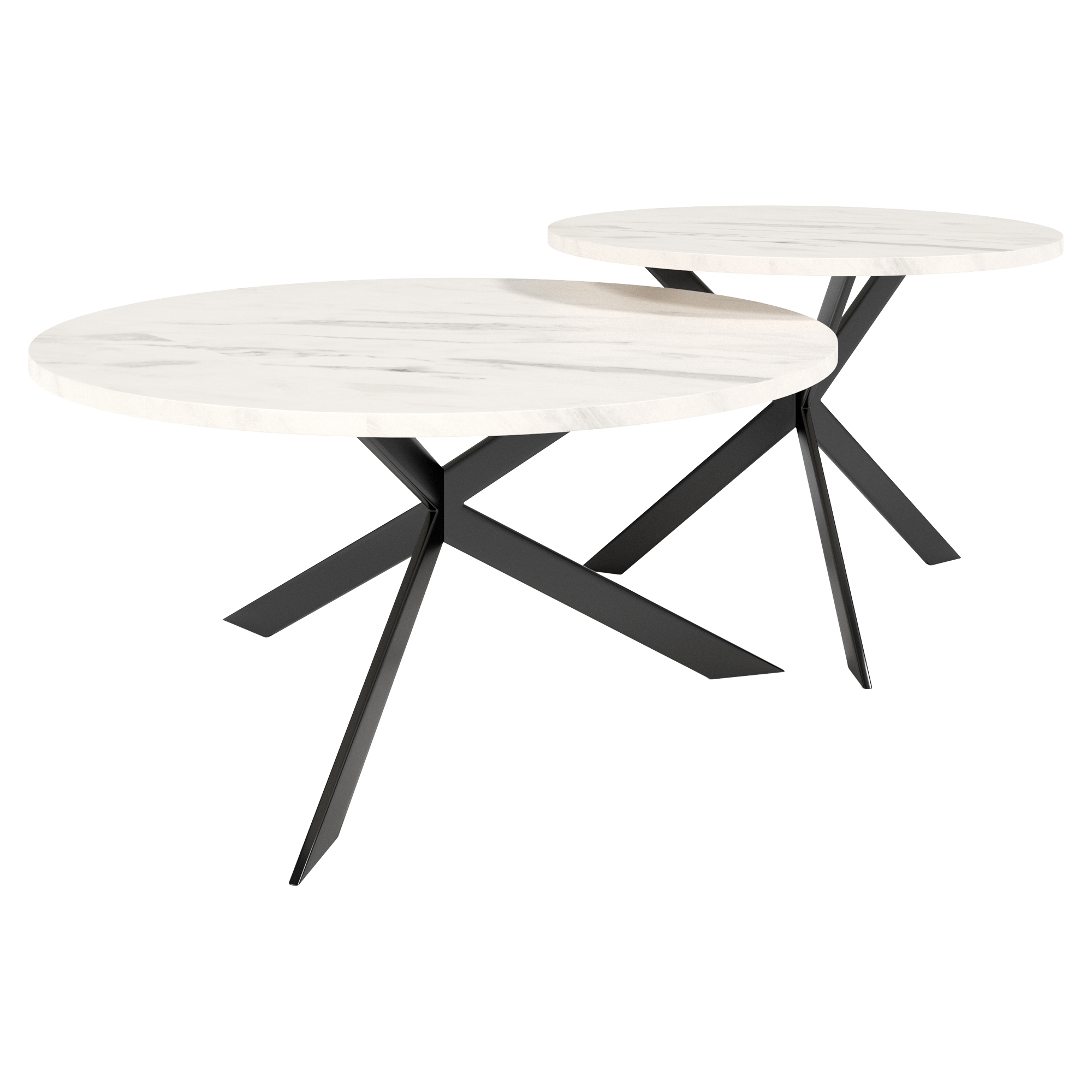 Set med Soffbord Salween Bianco Marmor Ø75 & Ø58 cm