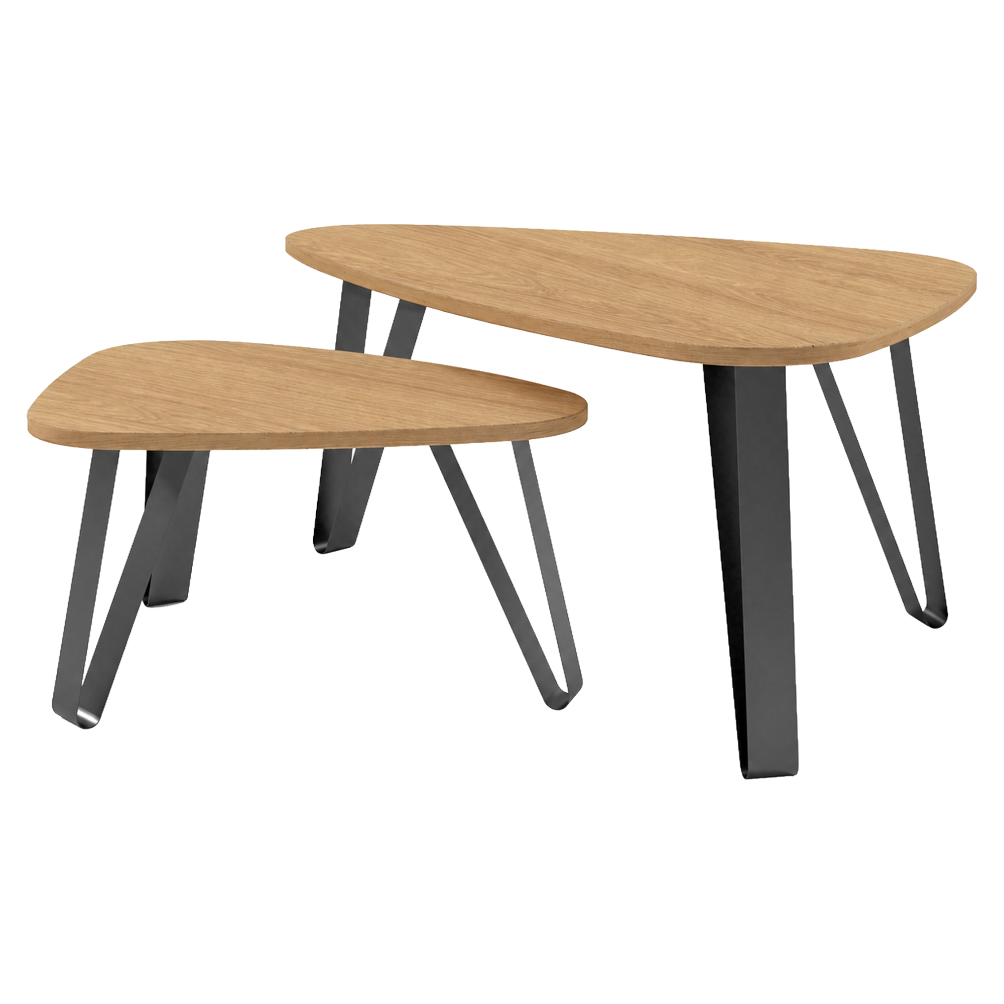Sæt med Sofaborde Grande Naturlig Hikora-Eg 94 & 63 cm