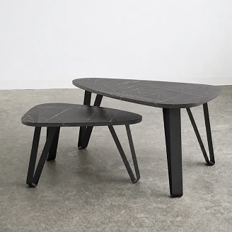 Sæt med Sofaborde <strong>Grande</strong>  Sort Grigia Pietra 94 & 63 cm