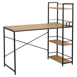 Skrivebord med Hylder <strong>Verbage</strong>  Træ, Sort