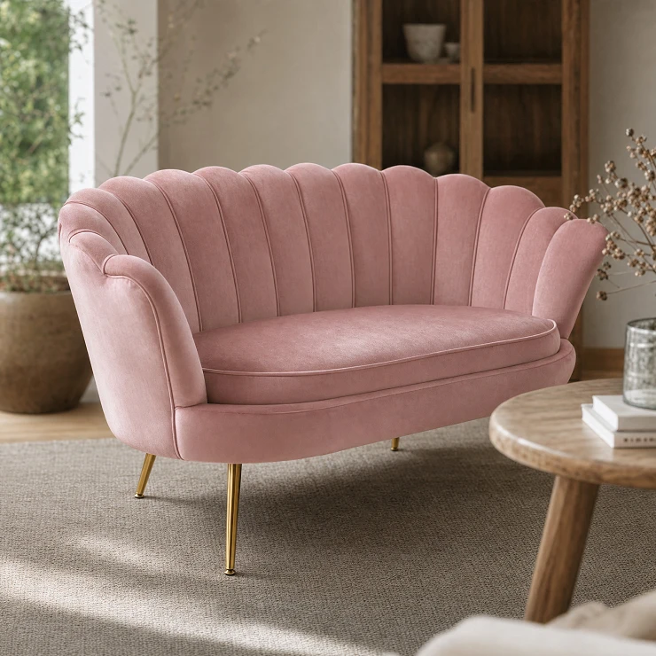 Sofa med Ben Guld Hightlands Rosa