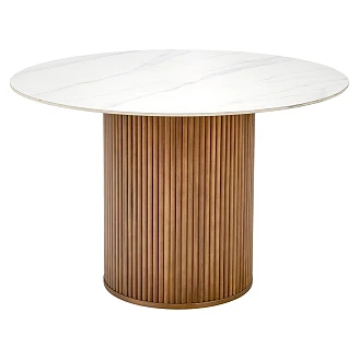 Spisebord <strong>Bruxel</strong>  Hvid Marmor, Valnød Ø120 cm