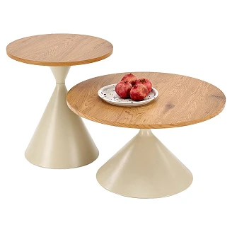 Sæt med Sofaborde <strong>Pyllon</strong>  Naturlig Eg, Kashmir Ø 70 & Ø 50 cm