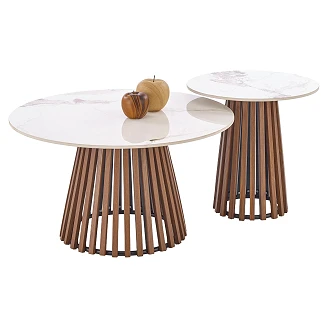 Sofabord <strong>Melix</strong>  Beige Marmor, Valnød 80x80 cm