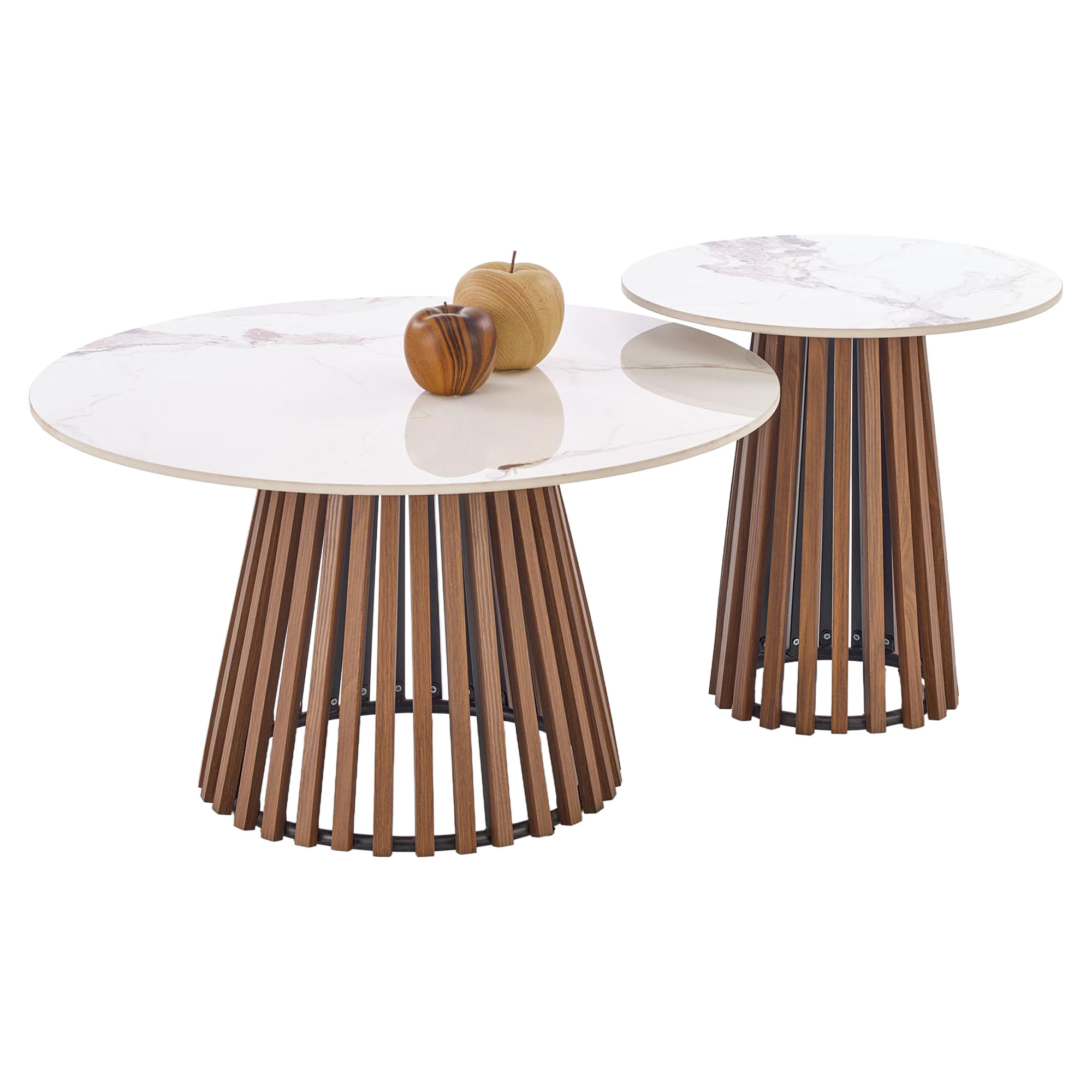 Sofabord Melix Beige Marmor, Valnød 80x80 cm
