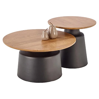 Sæt med Sofaborde <strong>Malyne</strong>  Naturlig, Sort Ø 50 & Ø 70 cm