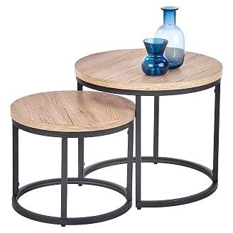 Sæt med Sofaborde <strong>Borvix</strong>  San Remo Eg, Sort Ø 43 & Ø 53 cm