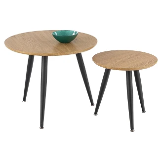 Sæt med Sofaborde <strong>Tornis</strong>  Gylden Eg, Sort Ø 40 & Ø 60 cm