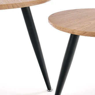 Set med Sofabord Tornis Ø40 & Ø60 cm Gyldne Eg, Sort