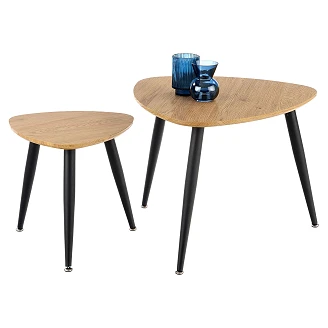Sæt med Sofaborde <strong>Vangen</strong>  Gylden Eg, Sort Ø 40 & Ø 60 cm