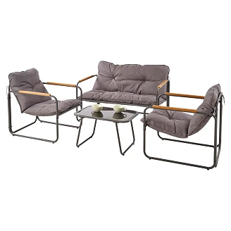 Havesæt med Sofa, 2 LæneStole Og Sofabord <strong>Truxen</strong>  Grå, Brun