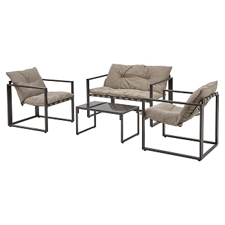 Havesæt med Sofa, 2 LæneStole Og Sofabord <strong>Invon</strong>  Brown, Cappuccino